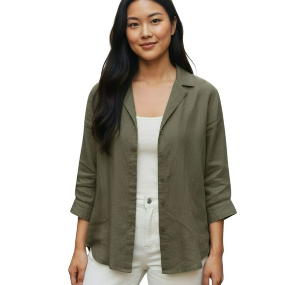 Max Studio Olive Linen Jacket M - Picture 2 of 13